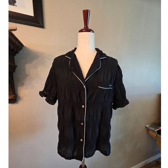 Jason Wu Women's Black Smocked Top SZ Medium - Picture 1 of 7